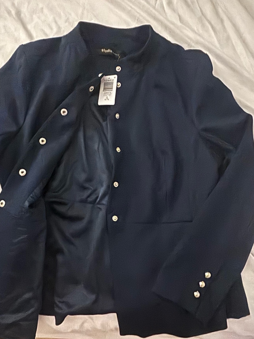 torrid Navy Button-Down Shirt Jacket with Pearl Buttons